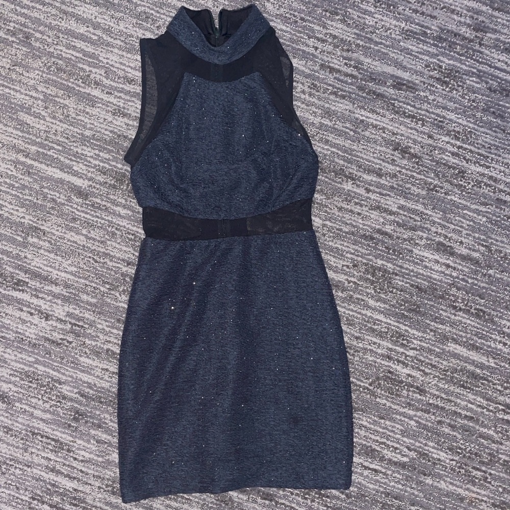 Bloomingdale’s Mini Sparkly Halter Neck Dress with mesh details